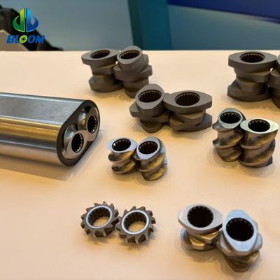 एक्सट्रूडर पार्ट्स प्लास्टिक रेजिन मिश्रण, कंपाउंडिंग और दानेदार बनाने के लिए स्क्रू सेगमेंट बैरल और लाइनर, हैलोजन मुक्त लौ रिटार्डेंट के साथ