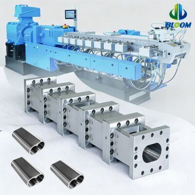 पीपी पीईटी पीवीसी एबीएस प्लास्टिक एक्सट्रूडर के लिए पहनने के प्रतिरोध और उच्च तापमान सहनशीलता के साथ निकल मिश्र धातु द्विधात्विक एक्सट्रूडर स्क्रू और बैरल