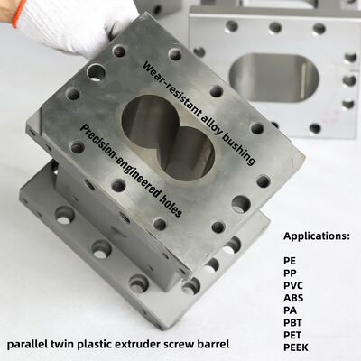 अनुकूलित निकेल मिश्र धातु ट्विन स्क्रू बैरल उच्च टोक़ एक्सट्रूज़न के लिए पहनने के प्रतिरोध और मॉड्यूलर डिजाइन के साथ