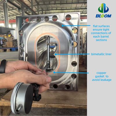 अनुकूलित निकेल मिश्र धातु ट्विन स्क्रू बैरल उच्च टोक़ एक्सट्रूज़न के लिए पहनने के प्रतिरोध और मॉड्यूलर डिजाइन के साथ